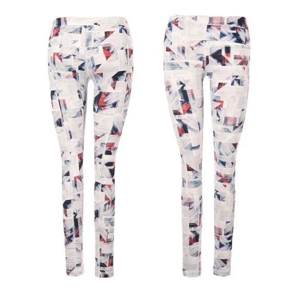 Varley Pants - Varley Performance White Athleisure Geometric Print Leggings Size XS